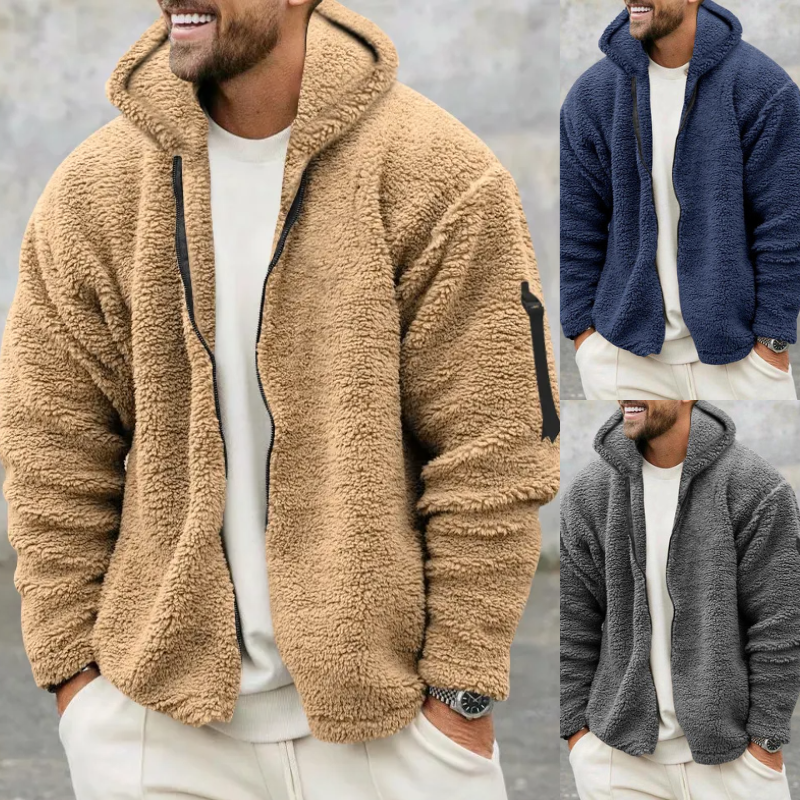 Men's Reversible Plush Hooded Zip Jacket (photo 6)