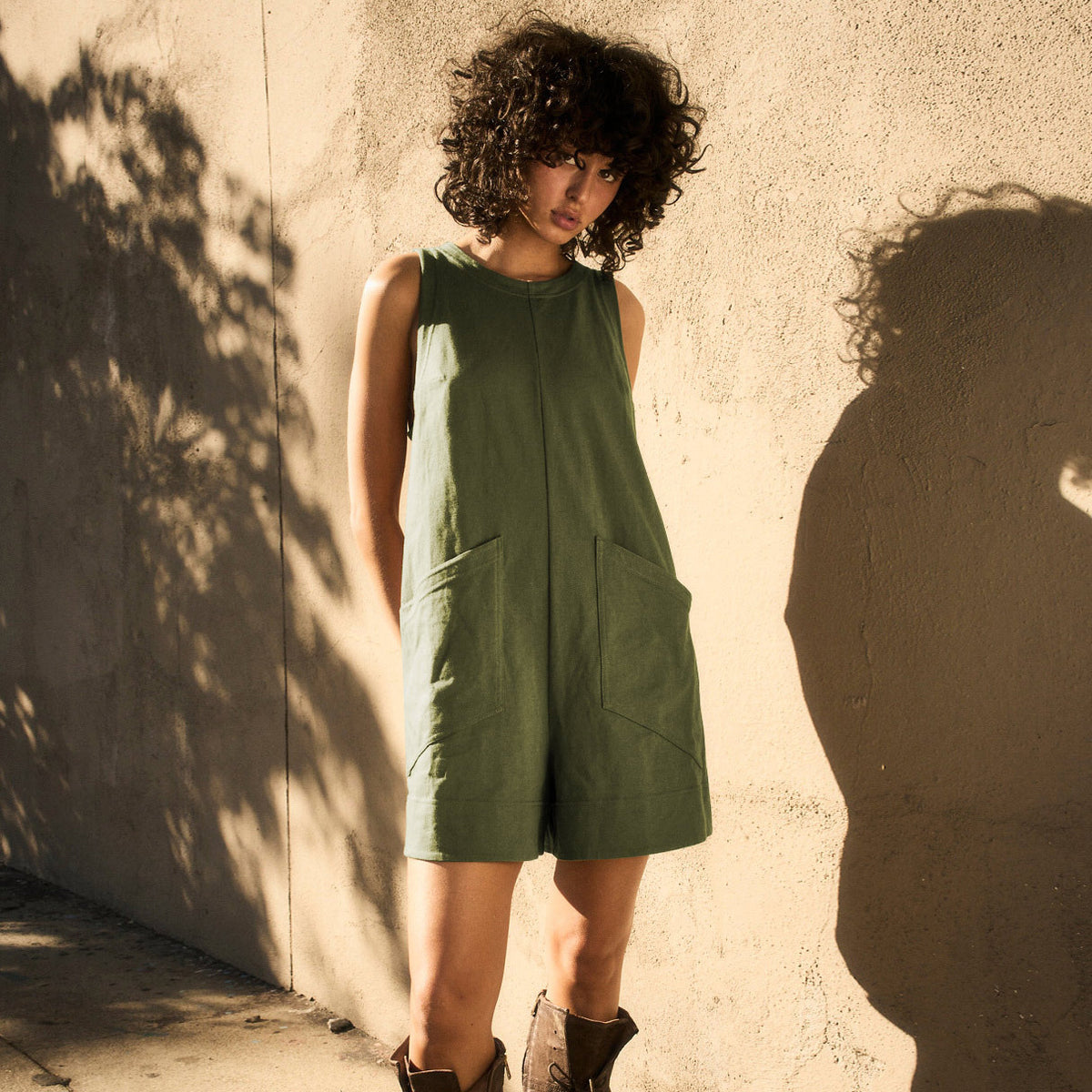 Women's Loose Cargo Short Overalls with Pockets (photo 10)