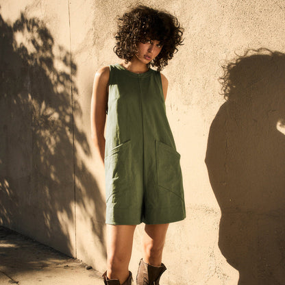 Women's Loose Cargo Short Overalls with Pockets (photo 10)