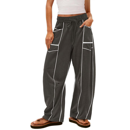 Women's Striped Wide-Leg Drawstring Sweatpants (photo 12)