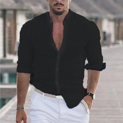 Men's Long-Sleeve Button Shirt, Solid Colors (photo 10)