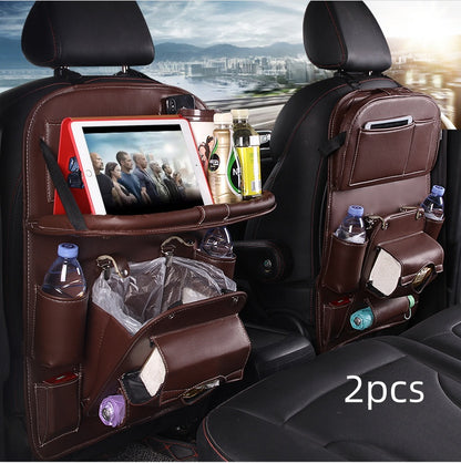 PU Leather Car Seat Back Organizer with Tissue Box (photo 13)