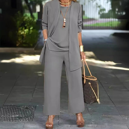 Women's 3-Piece Set: Vest, Long Cardigan and Wide-Leg Pants (photo 6)