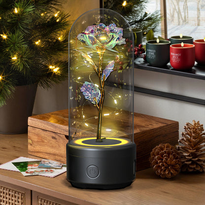 Preserved Rose LED Light and Bluetooth Speaker in Glass Dome (photo 9)