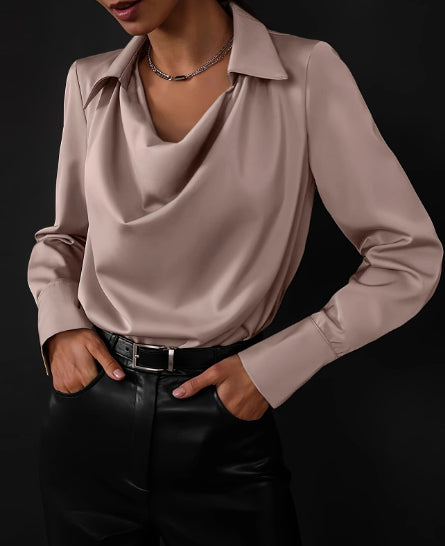 Women's Collared Long-Sleeve Button-Up Blouse (photo 9)
