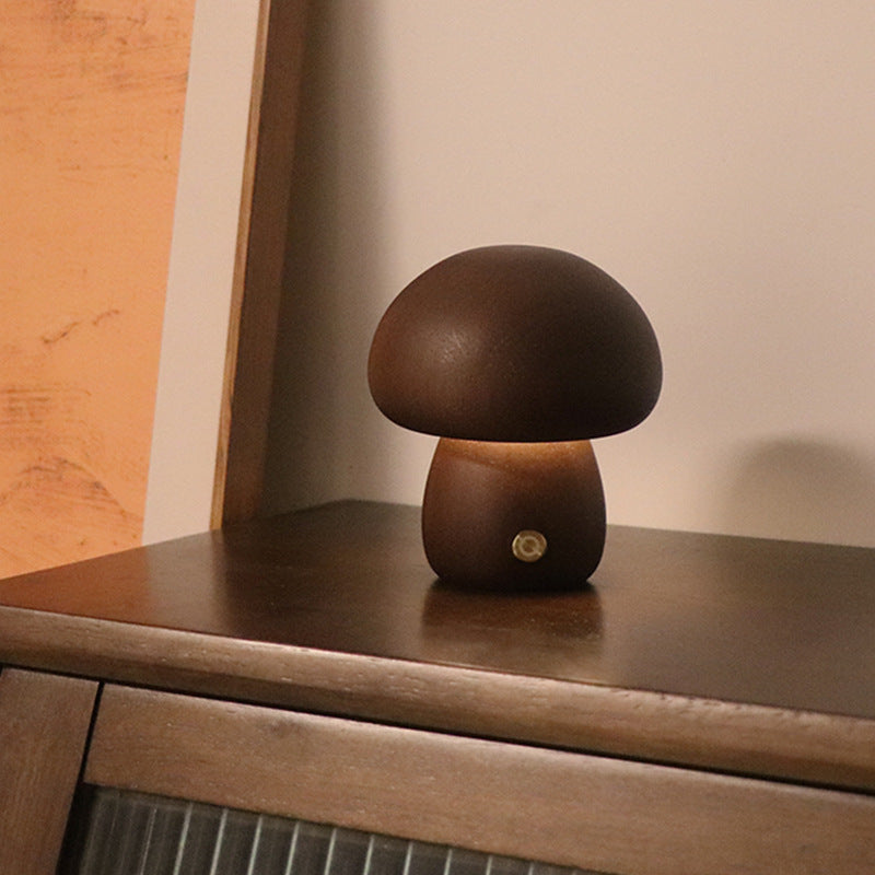 Wooden Mushroom LED Night Light with Touch Switch (photo 8)