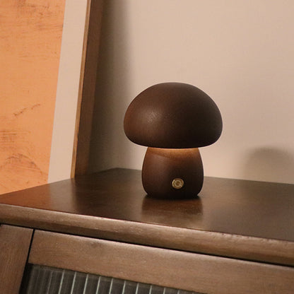 Wooden Mushroom LED Night Light with Touch Switch (photo 8)