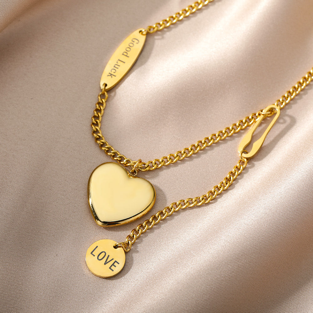 Layered Heart, Moon and Star Zircon Necklace (photo 3)