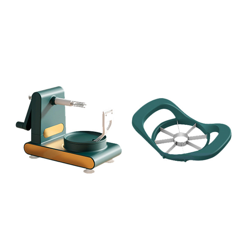 Hand-Crank Fruit Peeler Machine with Suction Base – Dark Green