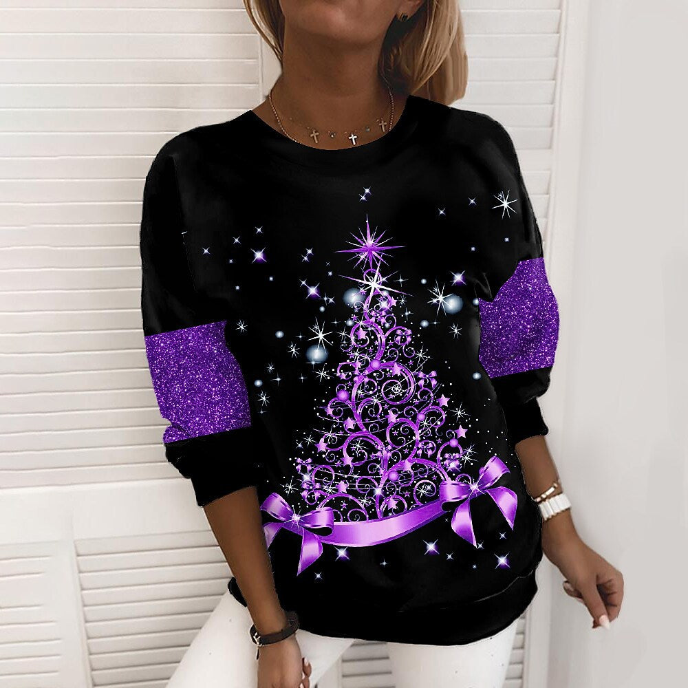 Women's 3D Print Christmas Pullover Sweatshirt (photo 7)