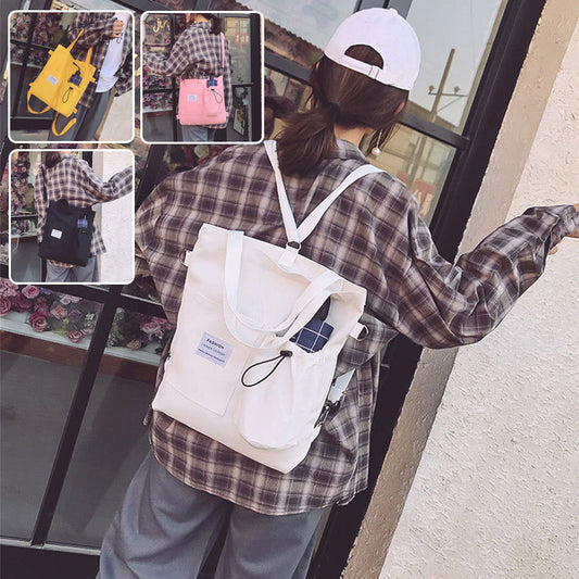Canvas Backpack Tote with Pockets
