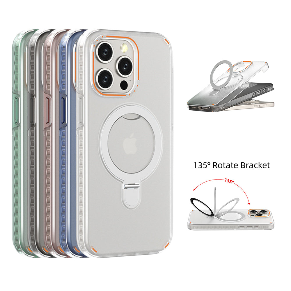 Magnetic Clear Phone Case with Hidden Stand for iPhone