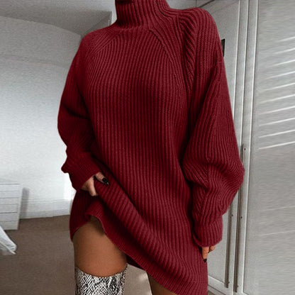 Women's Turtleneck Long Sweater Dress (photo 6)