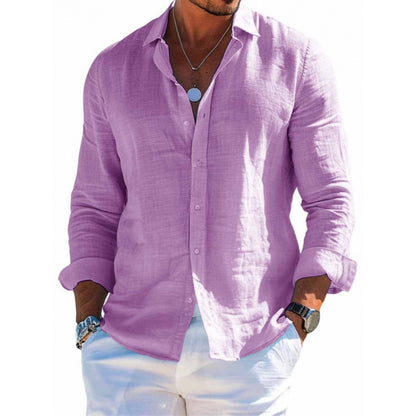 Men's Loose Lapel Long-Sleeve Button Shirt (photo 5)