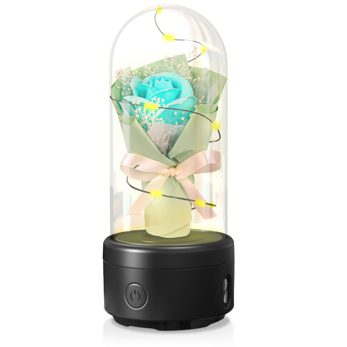 Rose Bouquet LED Light and Bluetooth Speaker in Glass Dome (photo 16)