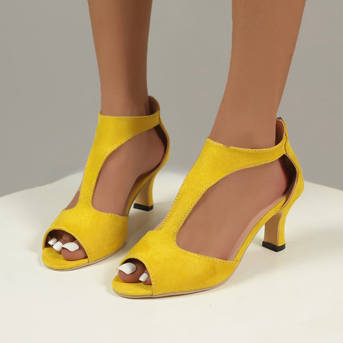 Women's Peep-Toe High-Heel Sandals with Zipper (photo 7)