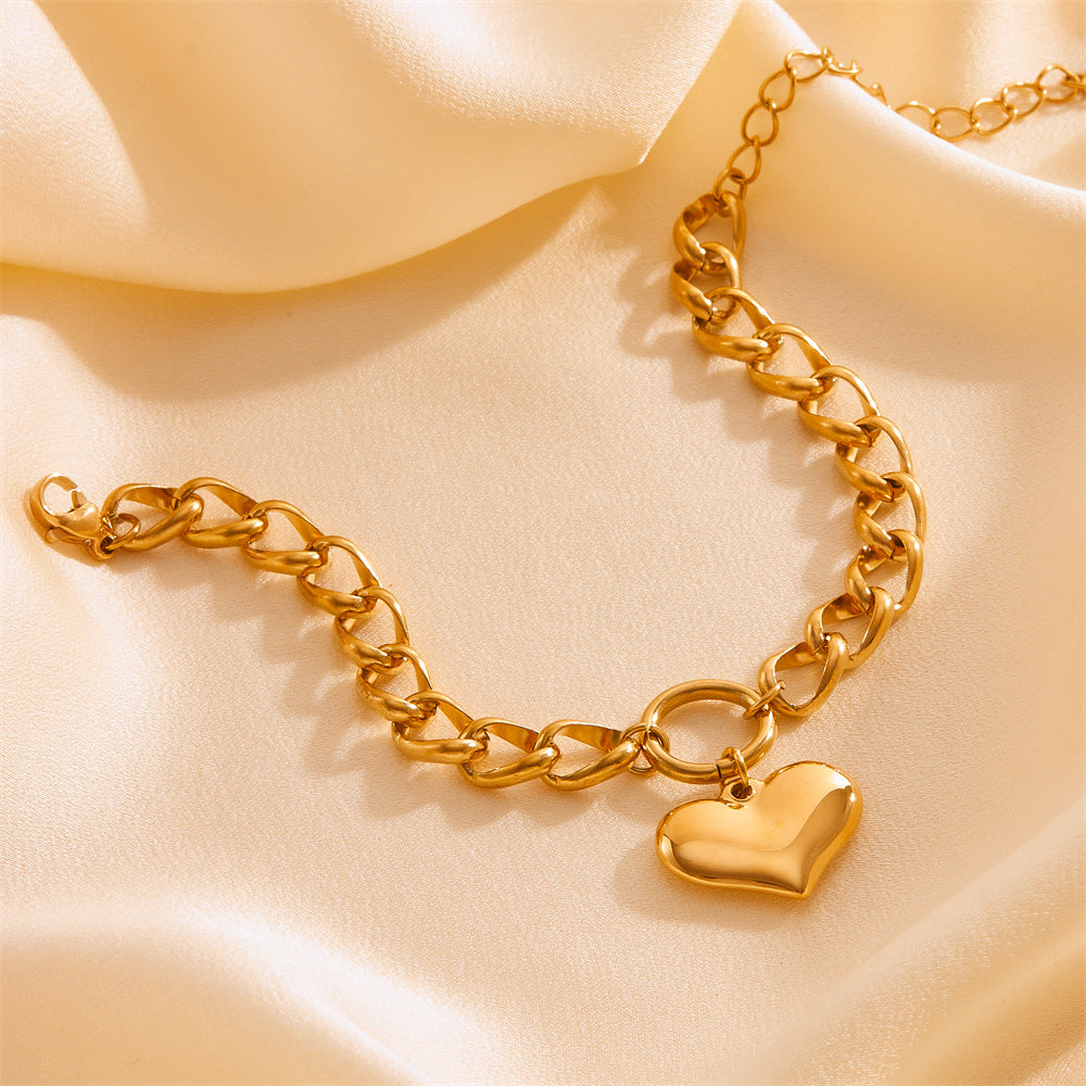 Gold-Tone Titanium Steel Chain Bracelet (photo 3)