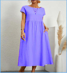 Women's Short-Sleeve A-Line Dress with Pockets (photo 13)
