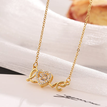 Titanium Steel Love Letter Clavicle Necklace (photo 13)