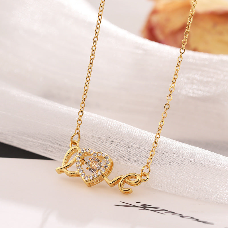 Titanium Steel Love Letter Clavicle Necklace (photo 7)