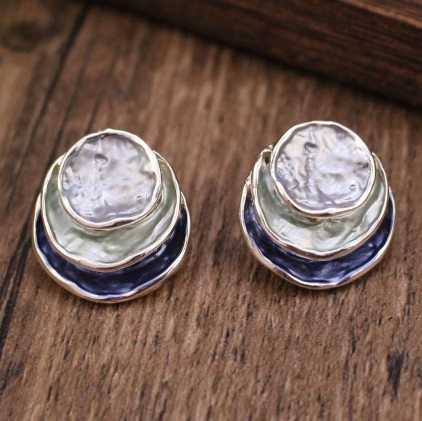 Enamel Round Geometric Earrings (photo 8)