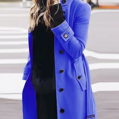 Women's Slim Stand-Collar Single-Breasted Coat (photo 16)
