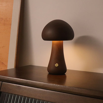 Wooden Mushroom LED Night Light with Touch Switch (photo 9)