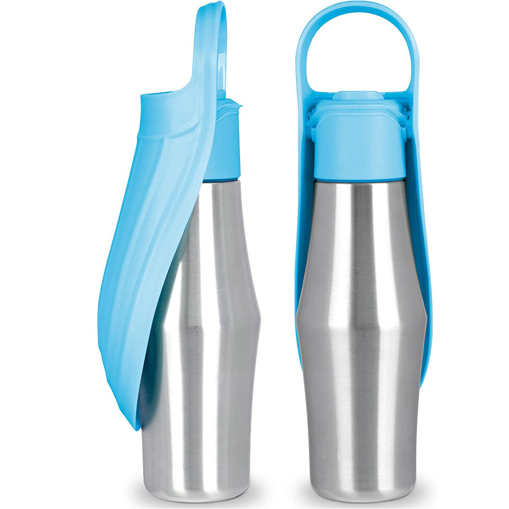 Portable Stainless Steel Dog Water Bottle with Leaf Bowl (photo 3)