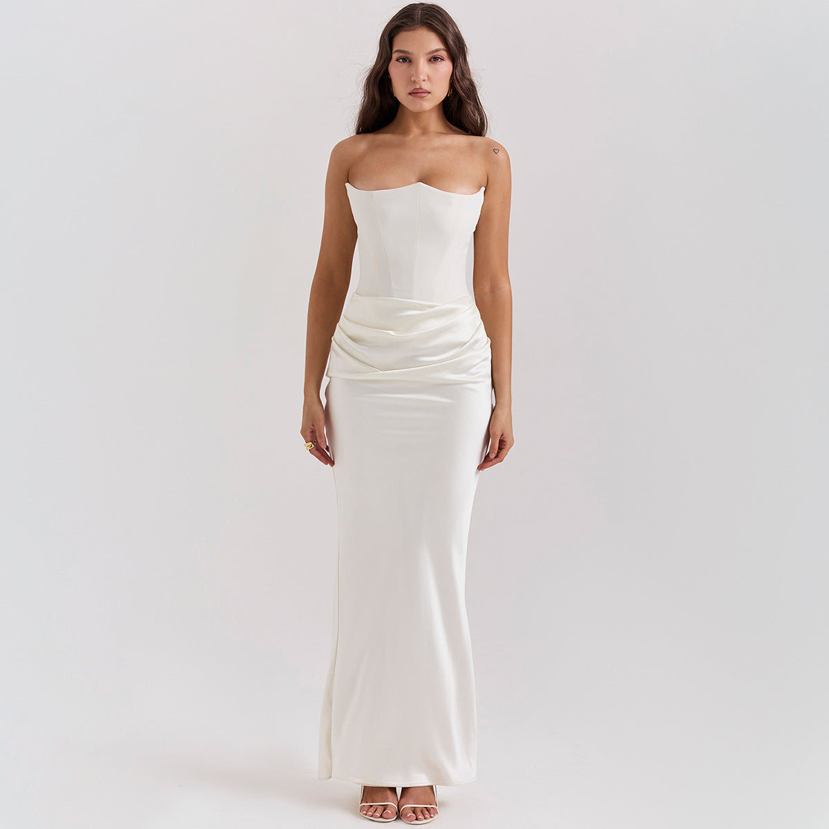 Women's Strapless Backless Bandeau Maxi Dress (photo 8)