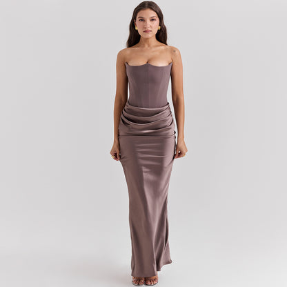 Women's Strapless Backless Bandeau Maxi Dress (photo 9)
