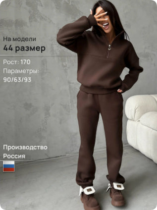 Women's Zip-Up Sweatshirt and Elastic-Waist Pants Set (photo 12)