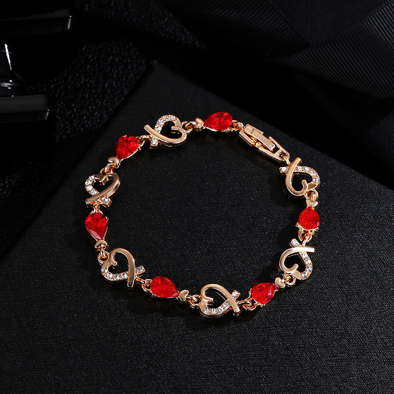 Hollow Heart Rhinestone Bracelet (photo 4)