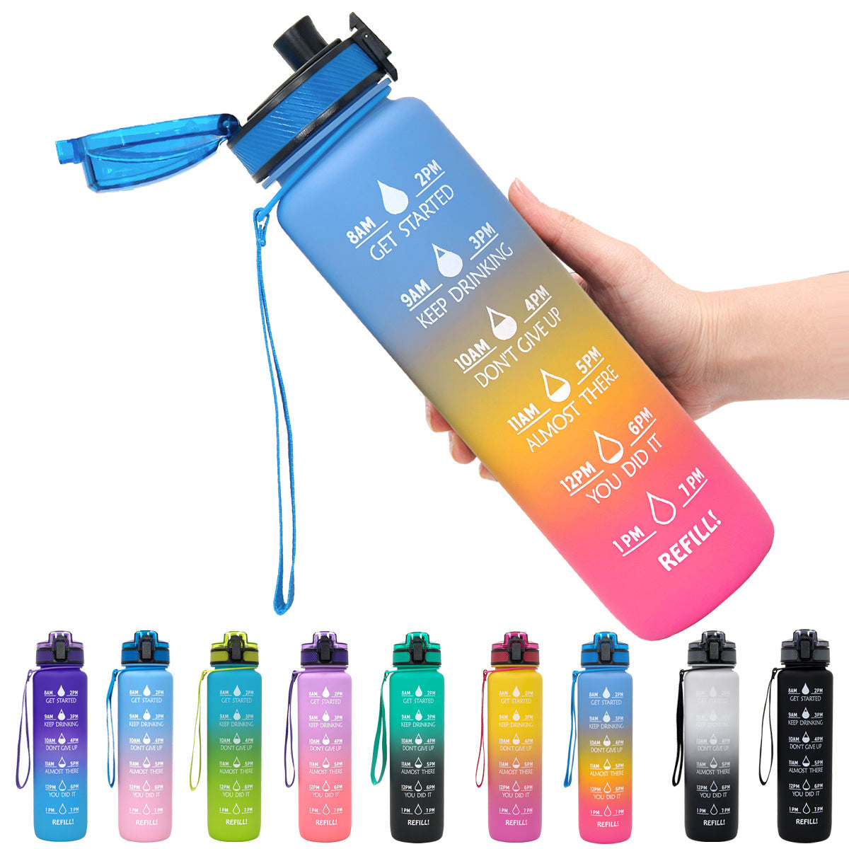 1 L Tritan Water Bottle with Time Markers