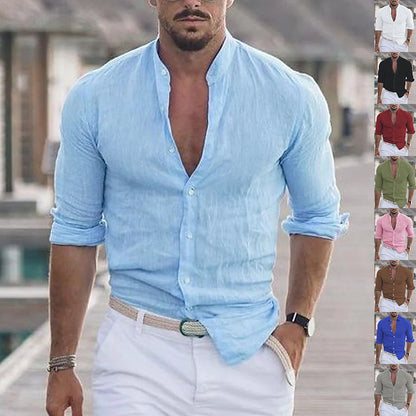 Men's Long-Sleeve Button Shirt, Solid Colors