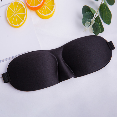 3D Contoured Sleep Eye Mask with Nose Cut-Out, Polyester and Sponge - Black (photo 1)