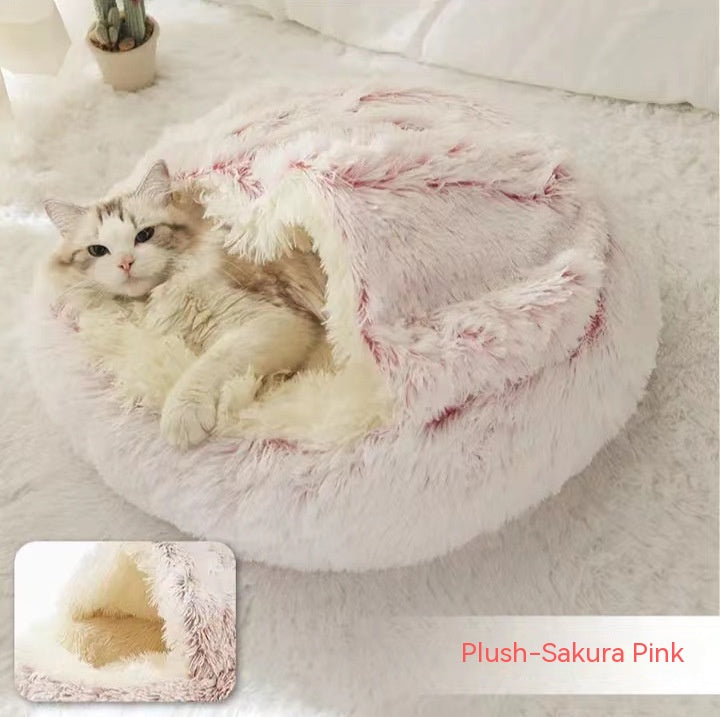 2-in-1 Round Plush Pet Bed for Dogs and Cats (photo 3)