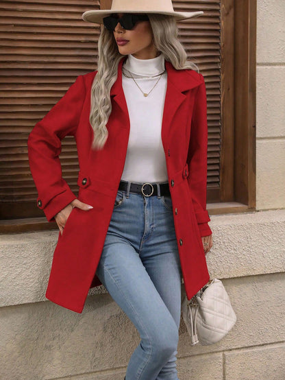 Women's Single-Breasted Lapel Mid-Length Coat (photo 8)