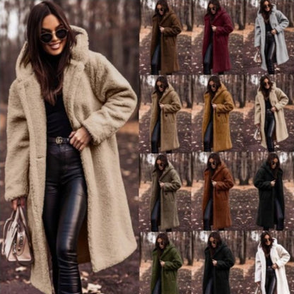 Women's Long Hooded Faux Fleece Teddy Coat