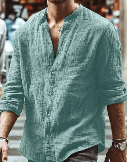 Men's Long-Sleeve Button Shirt, Solid Colors (photo 4)