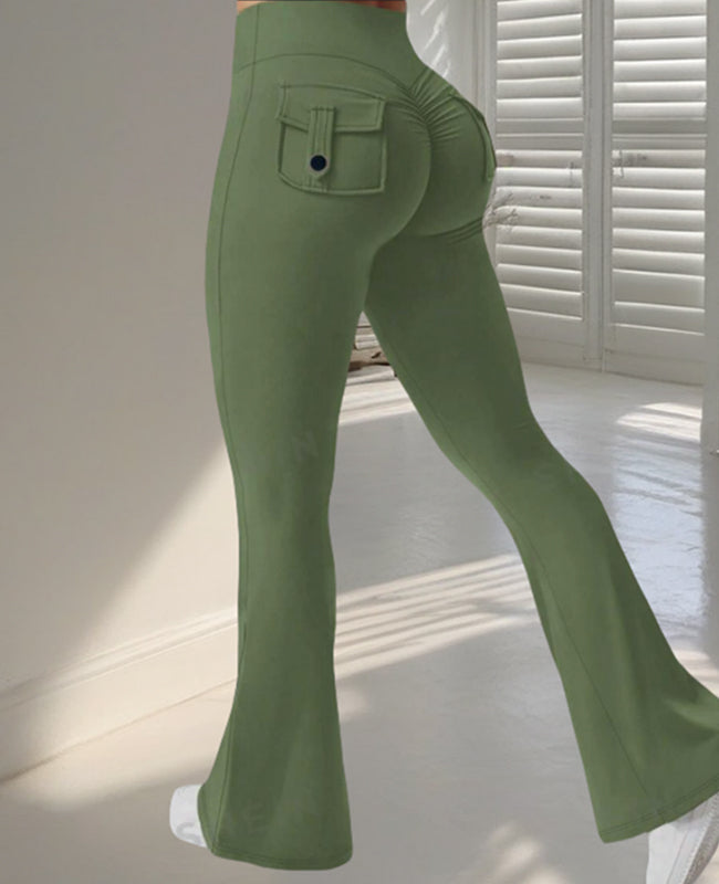 Women's High-Waist Flared Yoga Pants with Pockets (photo 3)
