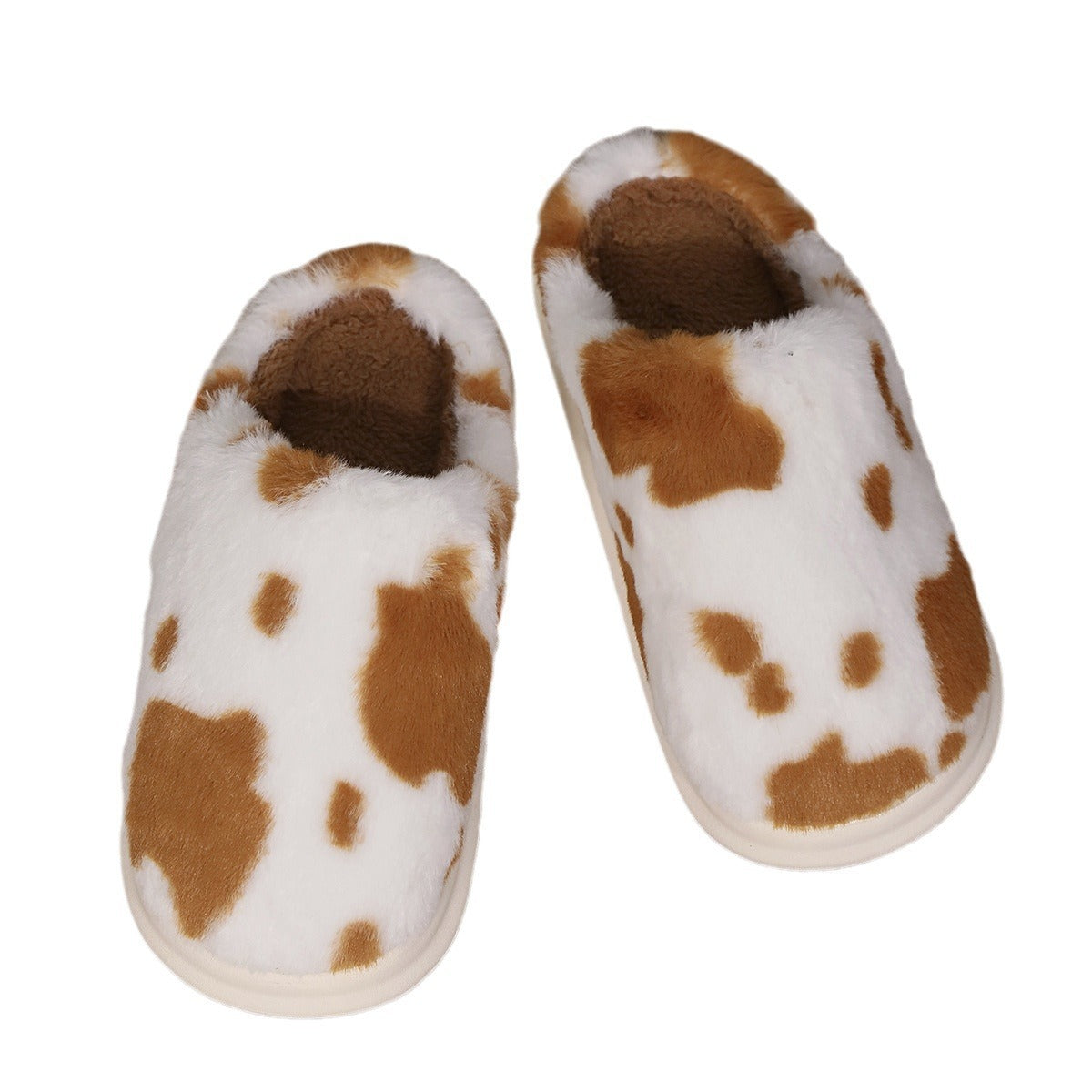 Cow Print Plush House Slippers (photo 10)