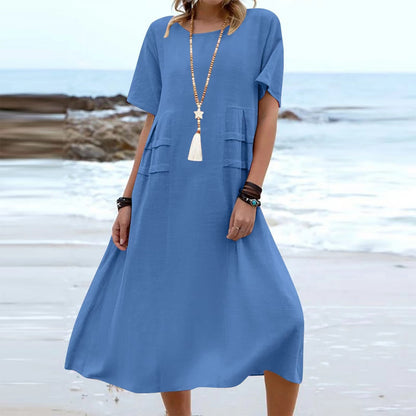 Women's Short-Sleeve Loose Midi Dress (photo 11)