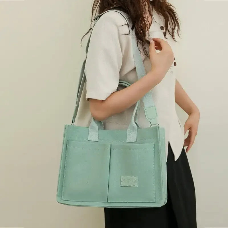 Multi-Pocket Canvas Tote and Shoulder Bag (photo 10)