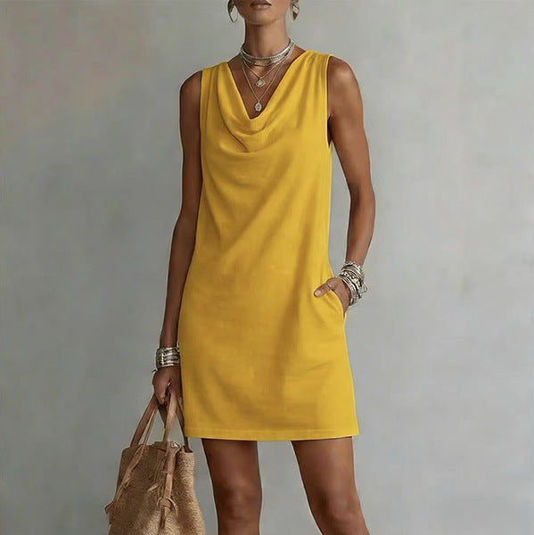 Women's Sleeveless Draped-Neck Bodycon Dress (photo 14)