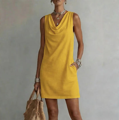 Women's Sleeveless Draped-Neck Bodycon Dress (photo 14)
