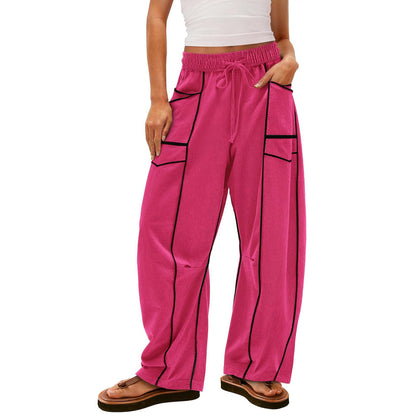 Women's Striped Wide-Leg Drawstring Sweatpants (photo 3)