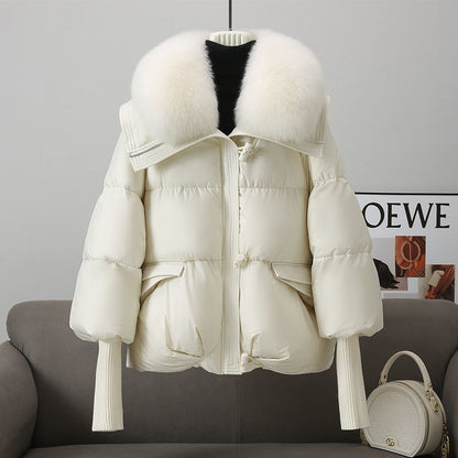 Women's Short Padded Jacket with Faux Fur Collar (photo 10)