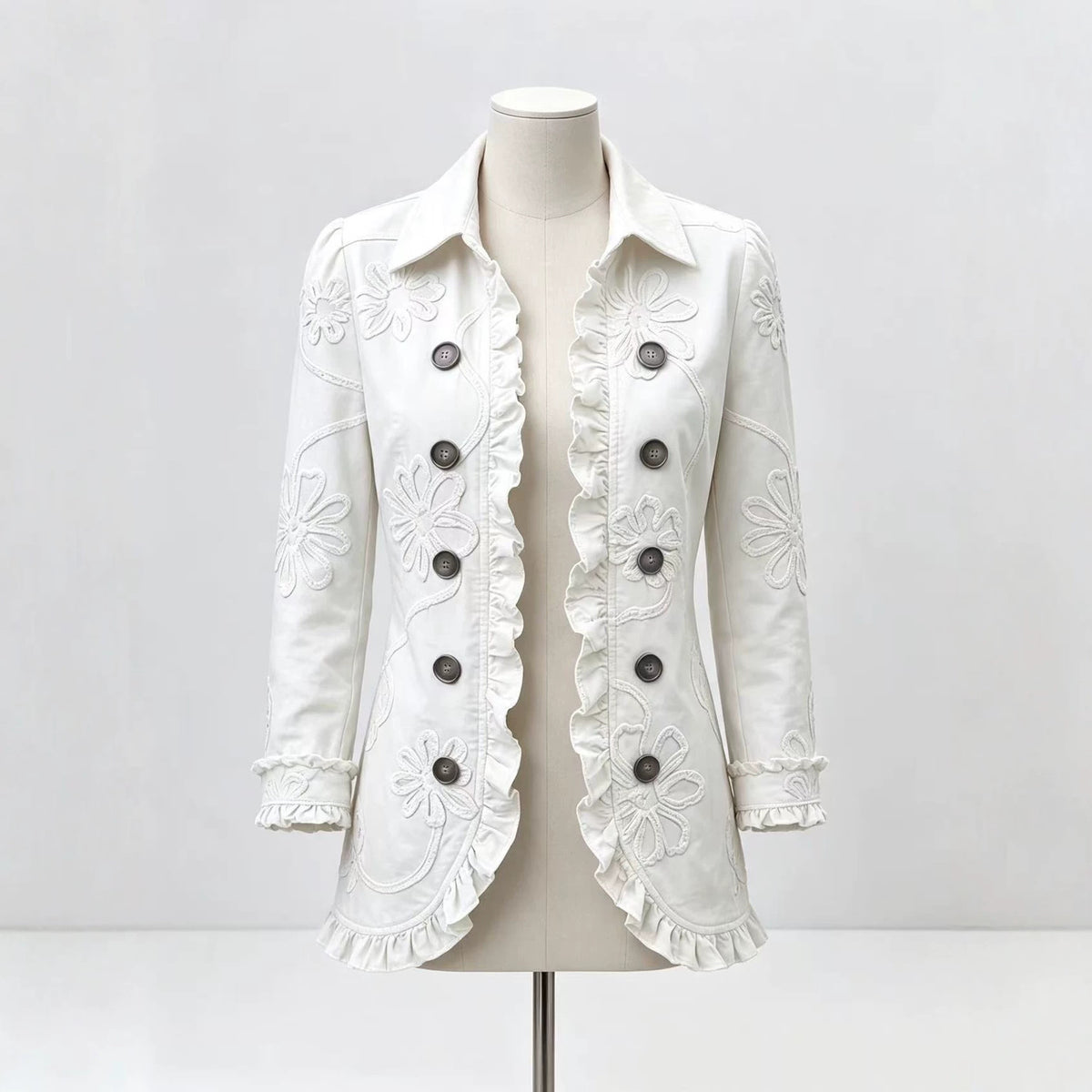 Women's Ruffle-Trim Printed Blazer (photo 12)