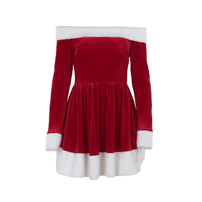 Women's Santa Costume Dress with Plush Trim (photo 7)