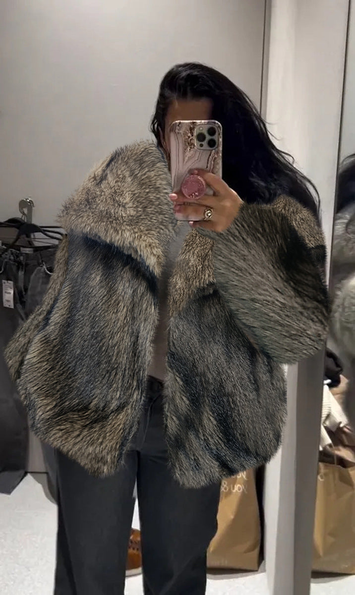 Women's Fluffy Plush Lapel Coat (photo 23)